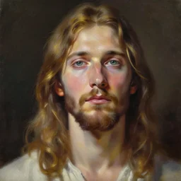 Jesus portrait by hirohiko araki, very detailed oil painting