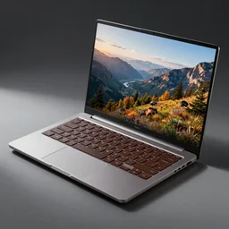 a high - tech laptop, keyboard is made of chocolate, very realistic concept art, full - body image