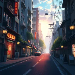 a wholesome animation key shot of a city street, by studio ghibli, animation, sharp, rendered in unreal engine 5, focused, anime key art by greg rutkowski, bloom, dramatic lighting