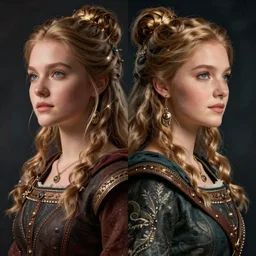 a side by side 3d image of a viking princess