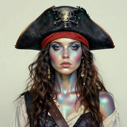 a girl pirate with iridescent skin by kehinde wiley