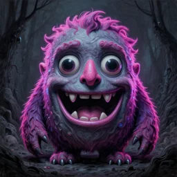 anthropomorphic highly detailed cute funny neon giant gediminas pranckevicius portrait of a monster in the sinister valley of despair, one mouth, one nose, two eyes, oil painting by tomasz jedruszek, cinematic lighting, pen and ink, anthropomorphic intricate, elegant, highly detailed, digital painting, artstation,