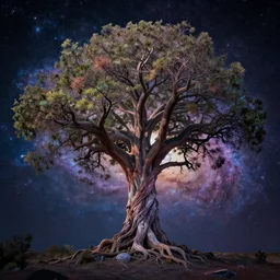 a hyper-detailed photo of tree of life in galaxy