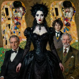 highly detailed oil painting | very intricate | cinematic lighting | award - winning | portrait of the goddess of goth dressed by alexander mcqueen | by roberto ferri, by tom bagshaw, by j. c. leyendecker and klimt, american romanticism, by austin osman spare, artstation, cgsociety, official art, octane