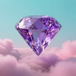 purple diamond hovering in pink clouds, turquoise horizon, smooth gradients, octane render, 8 k, volumetric lightning