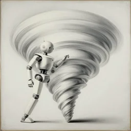 Louis Icart, an old elaborate painting of an abstract robot tornado made entirely out of flowers, highly detailed, swirling, flowing, dancing, dreaming, masterpiece - H 1024
