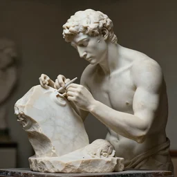 Medua is sculpting a human out of marble stone, Trending on Artstation, CGSociety