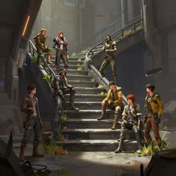 photo environement post futurist stair : 4, 4 k rtx hdr volume light concept studio matte painting environement digital illustration style art that looks like it is from borderlands and by feng zhu and loish and laurie greasley, victo ngai, andreas rocha, john harris by jesper ejsing, by rhads, makoto shinkai and lois van baarle