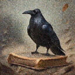 a raven stands an old leathery celtic book, dust and leaves  flying around in the background, art by James Jean and Wayne Barlowe, high detail, cinematic, cgsociety 8k