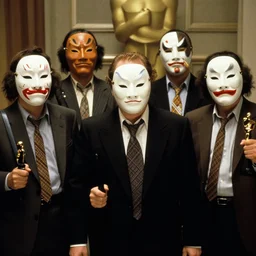 ! dream goodfellas film stills where everyone is wearing oni and kabuki masks mob hit scene directed by marin scorsese oscar winning high resolution remastered