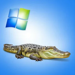 a!!! crocodile!!! on the windows xp default wallpaper, widescreen