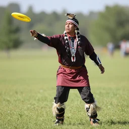 first nations man destroying a frisbee