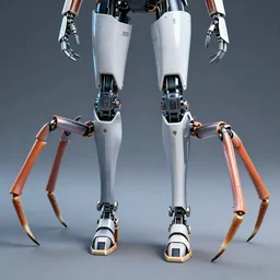 lady with cybernetic crab legs for feet
