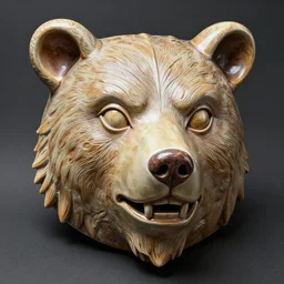 fantasy art ultra 4 k colorful photo of a bizarre viking warrior knight bear mask made of ceramic carved by h. r. giger