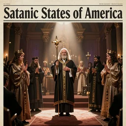 Satanic States of America, alternate history, Satanic black mass, megachurch pastor, 1980s photograph, news report on Satanic televangelical pastor