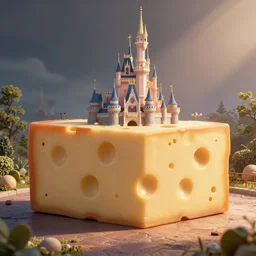 3d render of disney world made out of cheese