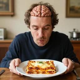 a man with lasagna for brains