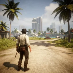 Miami beach in the style of Red Dead redemption 2