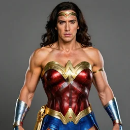 nic cage as wonder woman, buff, painted portrait, highly detailed,