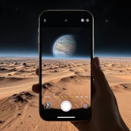 alien planet landscape, photographed by phone