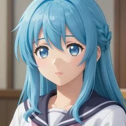 Single teenager girl as Gintama, Shonen JUMP magazine illustration, light blue hair, light skin, soft light, highly detailed, sharp focus, trending on Pixiv.