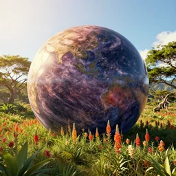 sunlight study, the universe is a spheroid region 7 0 5 meters in diameter, art nouveau, kauai wildflower undergrowth, by jan davidz de heem and ( ( ( ( ( lisa frank ) ) ) ) ), 8 k, sharp focus, octane render