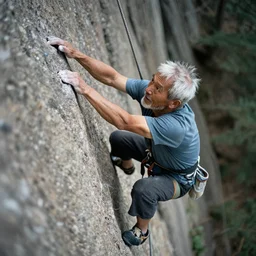a photo of an old man climbing