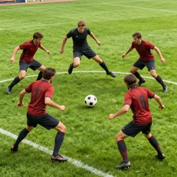 demons playing soccer, soccer field, artstation