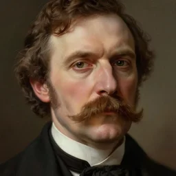 portrait of a victorian man with a handlebar moustache, male, detailed face, victorian, highly detailed, cinematic lighting, digital art painting by greg rutkowski