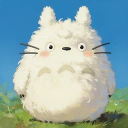 oil painting of cute curly fluffy white furred creature, by Hayao Miyazaki