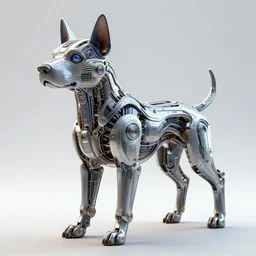 a hiper intricate beautiful cybernetic dog build by artificial inteligence almost done, insanely intricate 3 d render, hyper realistic, insanely detailed, scifi, hdri light, photoreal, hyper detailed, clean background, octane render, concept art, by peter mohrbacher, by wlop, by ruan jia