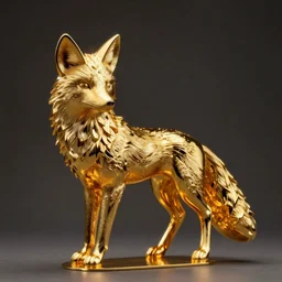 fox statue made of reflective gold