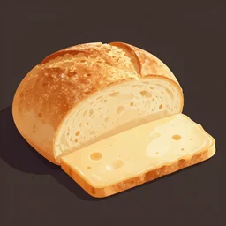loaf of bread on a slice of cheese