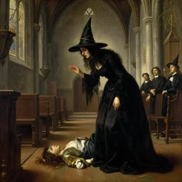 a witch begging for her life in a church, victorian painting, by simon stalenhag, by picasso, by jean honore fragonard, by edward hopper