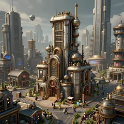 hyper realistic 3 d render, machinarium city, steampunk style, super high detail, super high quality, weta digital, trending on artstation