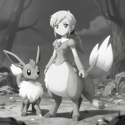 grayscale low saturation video game elden clay celebi : espeons reprisal star valley resident evil mismagius oblivion mystery dungeon ultrahd resident eevee wearing bandanna fighting espeon, the old god wearing a witch hat pokemon final gamecube