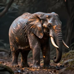 well - lit, depth of field photo of an invertebrate elephant with a smooth, shiny exoskeleton