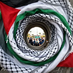 curled perspective digital art of freedom for palestine