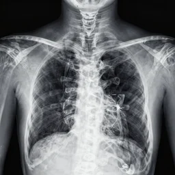 x-ray of a person with very small lungs