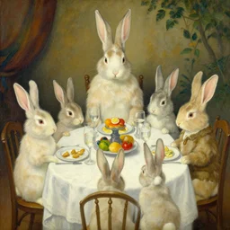 Bunny Family Dinner painting by Beksinski