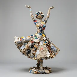 A sculpture a 💃 made pure recycle materials trash, By Steve belledin