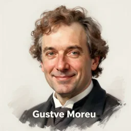 photo of gustave moreau with simple smile paint detailed digital artstation, portrait hd 4 k, y greg rutkowski and gaston bussiere and craig mullins and j. c. leyendecker, hd