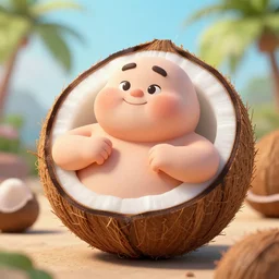 if you eat too much, you'll get very fat,, silly, coconuts, ultra realistic, unreal engine 5, depth of field, bokeh, octane render, 8 k hd,