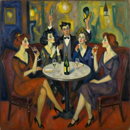 oil painting of a satirical speakeasy by florine stettheimer