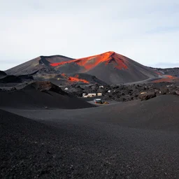 surreal volcanic landscape, award winning photography, high contrast, colorpop