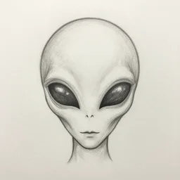 basic alien, face sketch, pencil