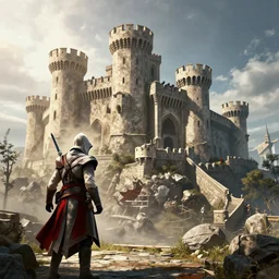 castle, in the style of assassin's creed