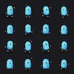 a slime jumping up and down animation sprite sheet 8 x 8