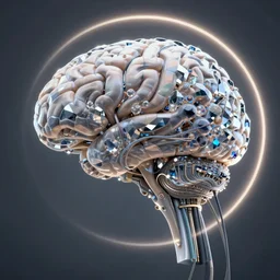 brain from crystals, connected with cables, glowing halo, fantasy, hi-tech, intricate, elegant, highly detailed, digital painting, artstation, concept art, smooth, sharp focus, art by anthony macbain + greg rutkowski + alphonse mucha, concept art, 4k, sharp focus, cinematic unreal engine