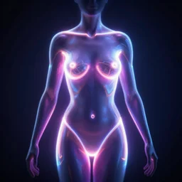 3 d neon art of a womens body, hyper detailed